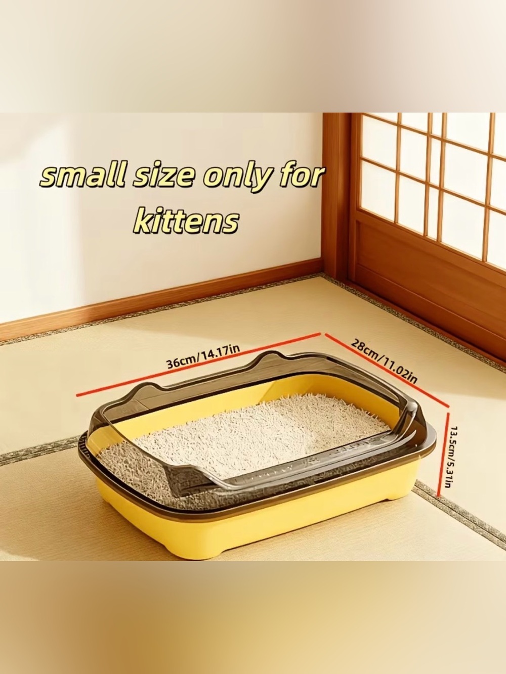 Yellow Kitty Litter Tray with Removable Rim - Ideal for Small Pets